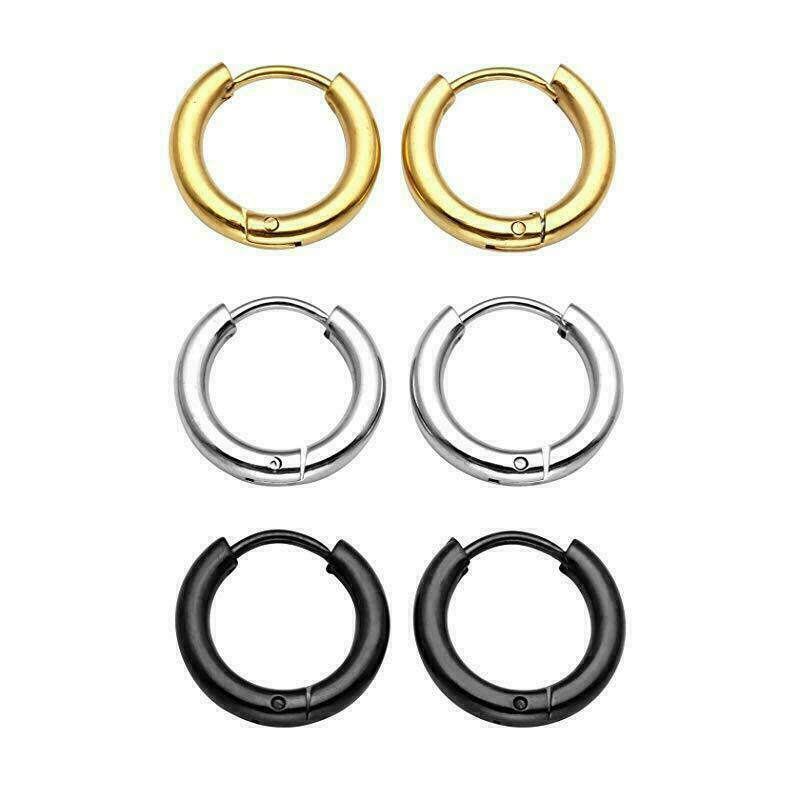 Men'S Stainless Steel Small Hoop Earrings Ear Cartilage Lip Piercing Nose Hoop