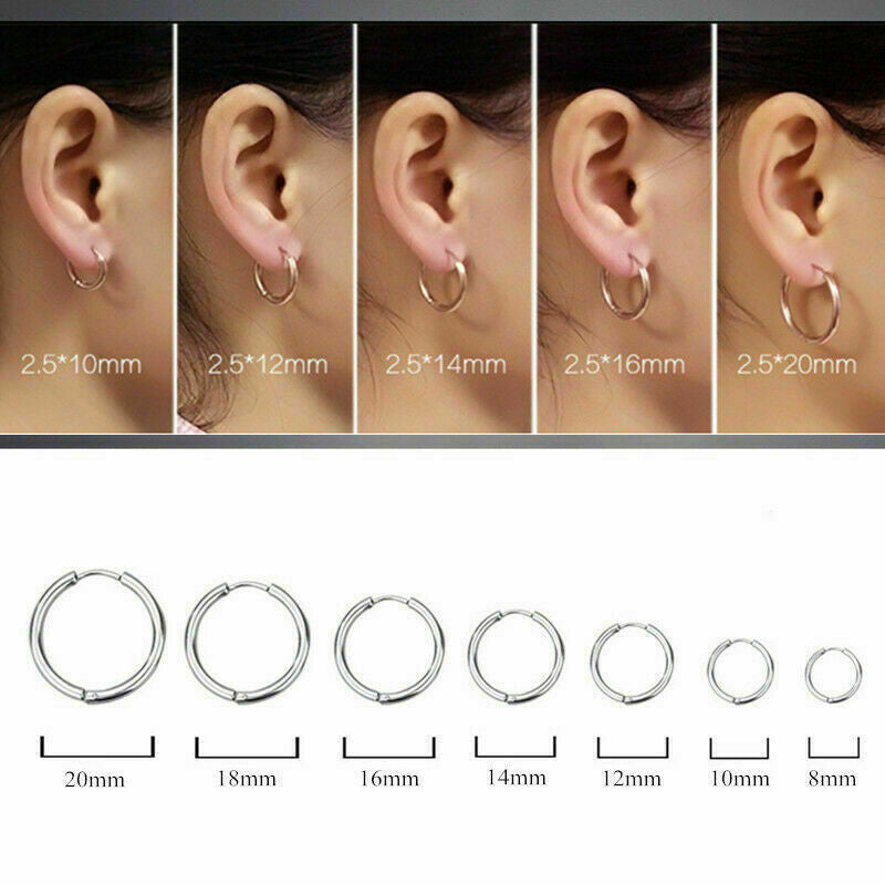 Men'S Stainless Steel Small Hoop Earrings Ear Cartilage Lip Piercing Nose Hoop